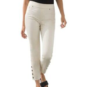 Chico's Cream Button leg Pull-on Ankle Jeggings, Chico's Size 1  NWOTS